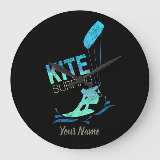 Kite Surfing met Kiteboard voor  Kite Nerds Grote Klok (Voorkant)