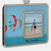 Kite Surfing Verzilverd Kader Ornament (Rechts)