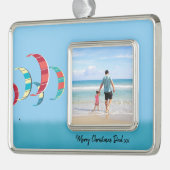 Kite Surfing Verzilverd Kader Ornament (Links)