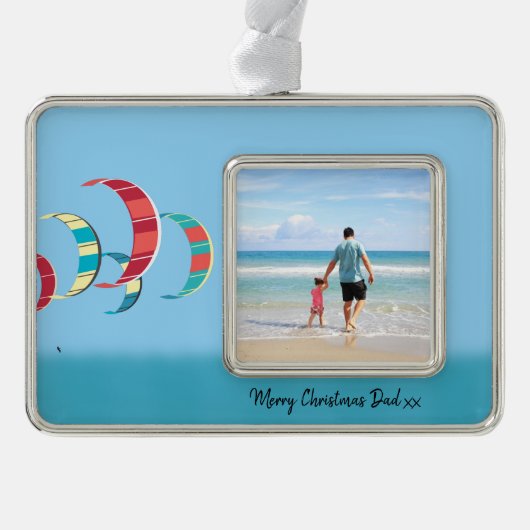 Kite Surfing Verzilverd Kader Ornament (Voorkant)
