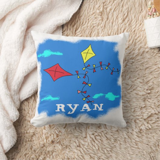 Kite Yellow Red Sky Cloud Drawing Kind Naam Kussen (Deken)