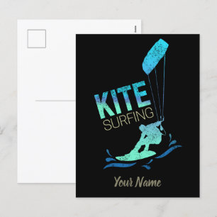 Kiteboarder Kite Surfing, Vintage keuesurfing Feestdagenkaart