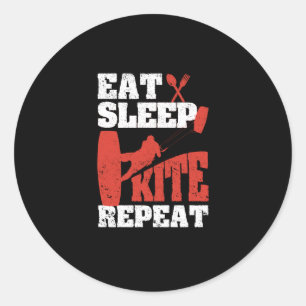 Kiteboarding Funny Kitesurfer Passion Eat Sleep Ronde Sticker