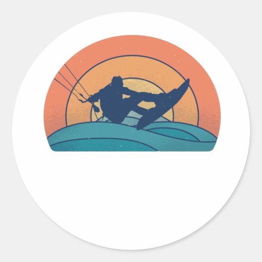 Kiteboarding Retro Kitesurfing Ronde Sticker (Voorkant)