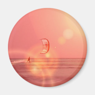 Kiteboarding Sunset Round Magnet Magneet