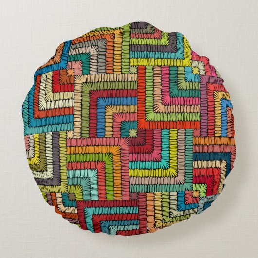 Kitenge Pattern Home Decor pillow Rond Kussen (Achterkant)