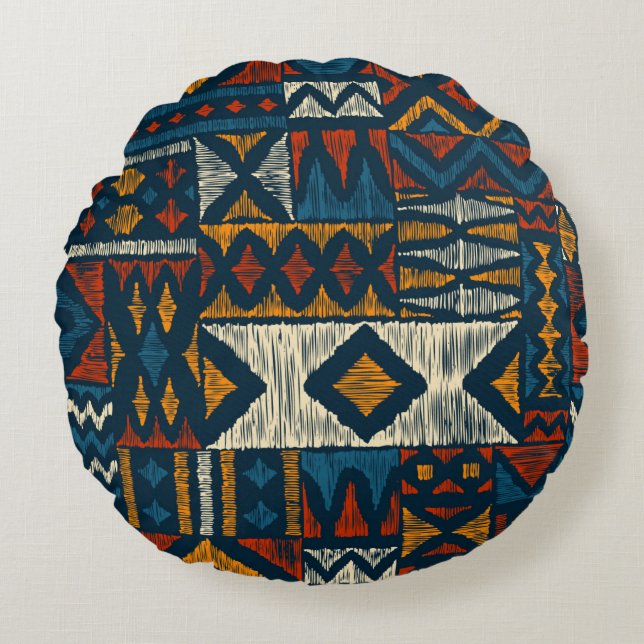 Kitengue chitenge Pattern Africa Rond Kussen (Voorkant)
