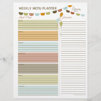 Kites Weekly Menu Planner Flyers