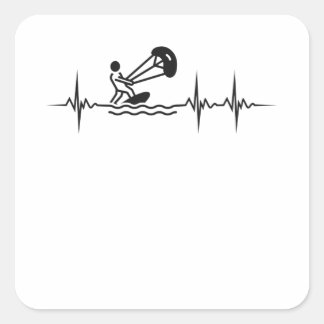 Kitesurfer Hartslag Kitesurfen Pulse Kiting Vierkante Sticker