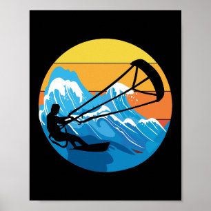 Kitesurfing Kitesurf Kiteboarding Retro  Poster