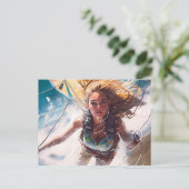 KiteSurfing Woman Briefkaart (Staand voorkant)