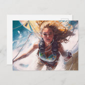 KiteSurfing Woman Briefkaart (Voorkant / Achterkant)