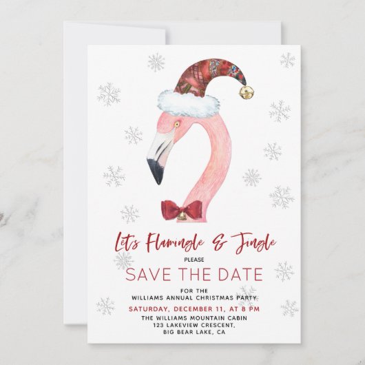 Kitsch Flamingo Kerstfeest Bewaar de datum Save The Date (Voorkant)