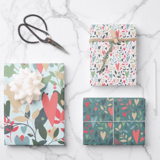 Kitsch Hearts Gift Wrap Inpakpapier Vel (Voorkant)