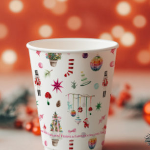 Kitsch Kerstmis Retro Kerstfeest Monogram Papieren Bekers