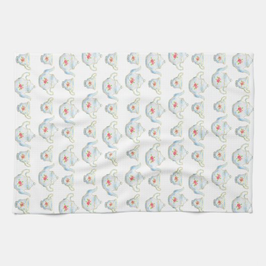 Kitsch Teapot en Teacup Pattern Theedoek (Horizontaal)