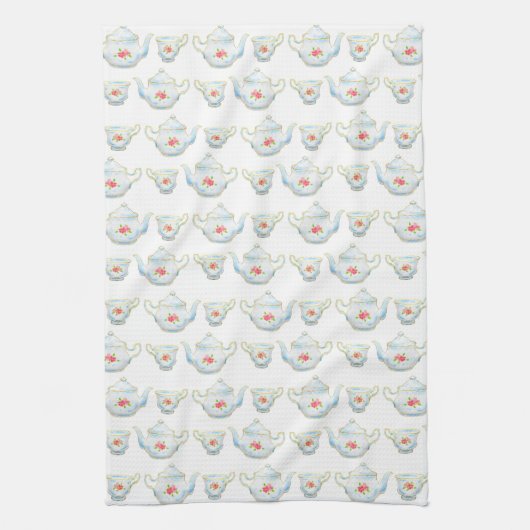 Kitsch Teapot en Teacup Pattern Theedoek (Verticaal)