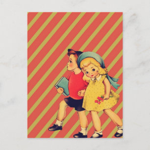  kitsch terug naar school retro kinder briefkaart