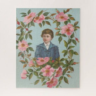 Kitscherige antieke Duitse Valentijnskaart, 1884 Legpuzzel
