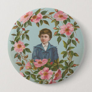 Kitscherige antieke Duitse Valentijnskaart, 1884 Ronde Button 4,0 Cm