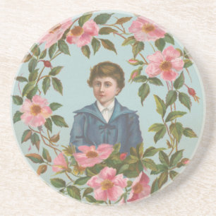 Kitscherige antieke Duitse Valentijnskaart, 1884 Zandsteen Onderzetter