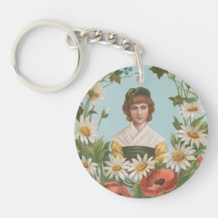 Kitscherige Retro Duitse Valentijnkaart, 1884 Sleutelhanger