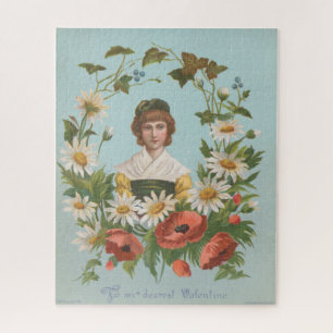 Kitscherige retro Duitse Valentijnskaart, 1884 Legpuzzel