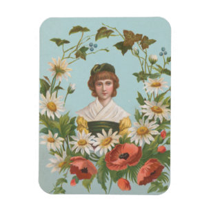 Kitscherige retro Duitse Valentijnskaart, 1884 Magneet
