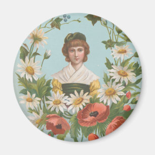 Kitscherige retro Duitse Valentijnskaart, 1884 Magneet