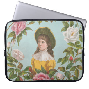 Kitscherige vintage Duitse Valentijnskaart, 1884 Laptop Sleeve