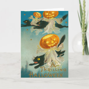Kitscherige vreemde vintage Halloween-ansichtkaart Kaart