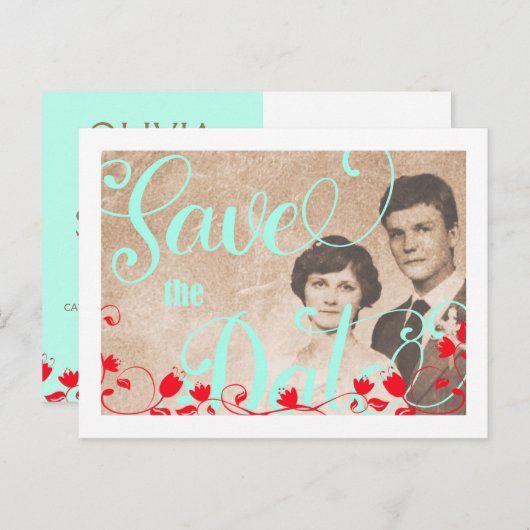 Kitschy Bewaar de datum Aankondiging Sjabloon (Voorkant / Achterkant)