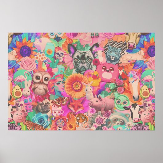  Kitschy Collage Decoupage Papier Poster (Voorkant)