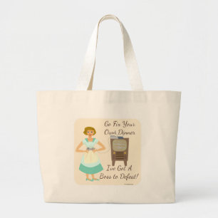 Kitschy Gaming Housevrouw Funny Slogan Grote Tote Bag