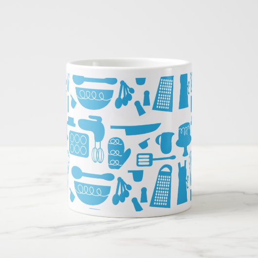 Kitschy Kitchenware Pattern Extra Grote Mok (Voorkant)