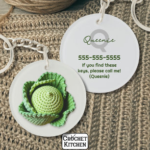 Kitschy Modern Granny Garden Haakkool Naam Sleutelhanger