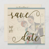 Kitschy Save the Date Kaart Sjabloon (Voorkant / Achterkant)