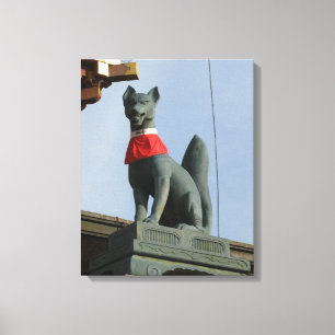 Kitsune キ ツ ネ (Fox) met juweel in de mond Canvas Afdruk