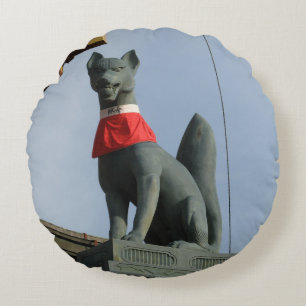 Kitsune キ ツ ネ (Fox) met juweel in de mond Rond Kussen