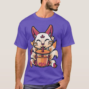 Kitsune Anime Boba Japans bellentheekopje voor Kaw T-shirt