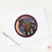 Kitsune en Columbine Flowers Ronde Sticker (Envelop)