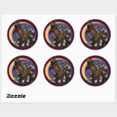 Kitsune en Columbine Flowers Ronde Sticker (Vel)