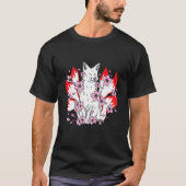 Kitsune fox with japanese kitsune and cherry bloss t-shirt (Voorkant)
