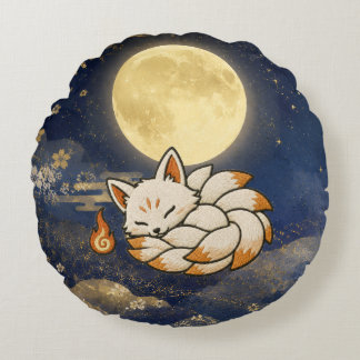 Kitsune Halloween Japanese Yokai Pillow Rond Kussen