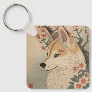 Kitsune & kersenbloesem sleutelhanger