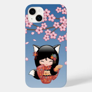 Kitsune Kokeshi Doll - Black Fox Geisha Girl Case-Mate iPhone 14 Plus Hoesje