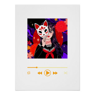 Kitsune Mask Motiverende Anime Muurkunst Perfect Poster