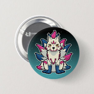 Kitsune negenstaartvos: Japanse Yokai Ronde Button 5,7 Cm