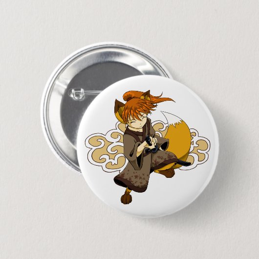 Kitsune Samurai Button (Voorkant /achterkant)