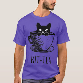 KitTea Cat Lover Cute en Funny Black Cat T-shirt